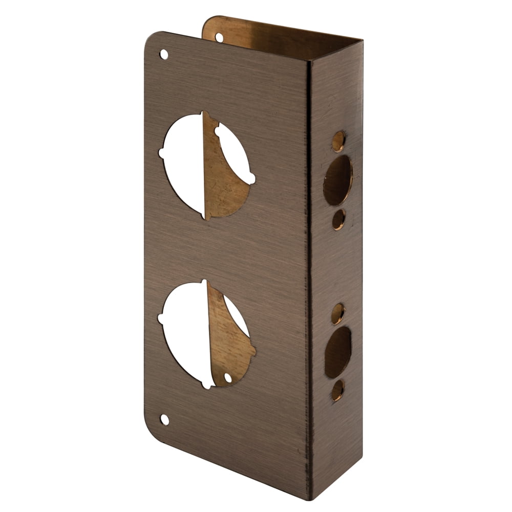Photo 1 of 1-3/4 in. x 9 in. Thick Solid Brass Lock and Door Reinforcer, 2-1/8 in. Double Bore, 2-3/8 in. Backset