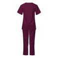 thumbnail image 5 of BiZtdJrK Scrub 2 Piece Outfits for Women Short Sleeve V Neck Scrubs Tops and Pants Sets Stretch Nursing Uniform with Pockets Birthday Gift Wine M, 5 of 8