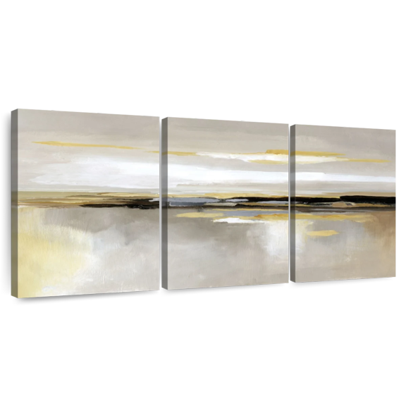 Elephant Stock A Silver Lining Wall Art - Horizontal Multi Panel Canvas - Living Room Wall Decor - Abstract Multi Panel - White And Black Decor By Nan - 26" x 12"