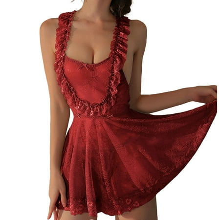 Ladies Nightgowns Sexy Dress Red Dresses For Women Sexy Mesh Chemise Sleepwear Babydoll Lingerie For Women