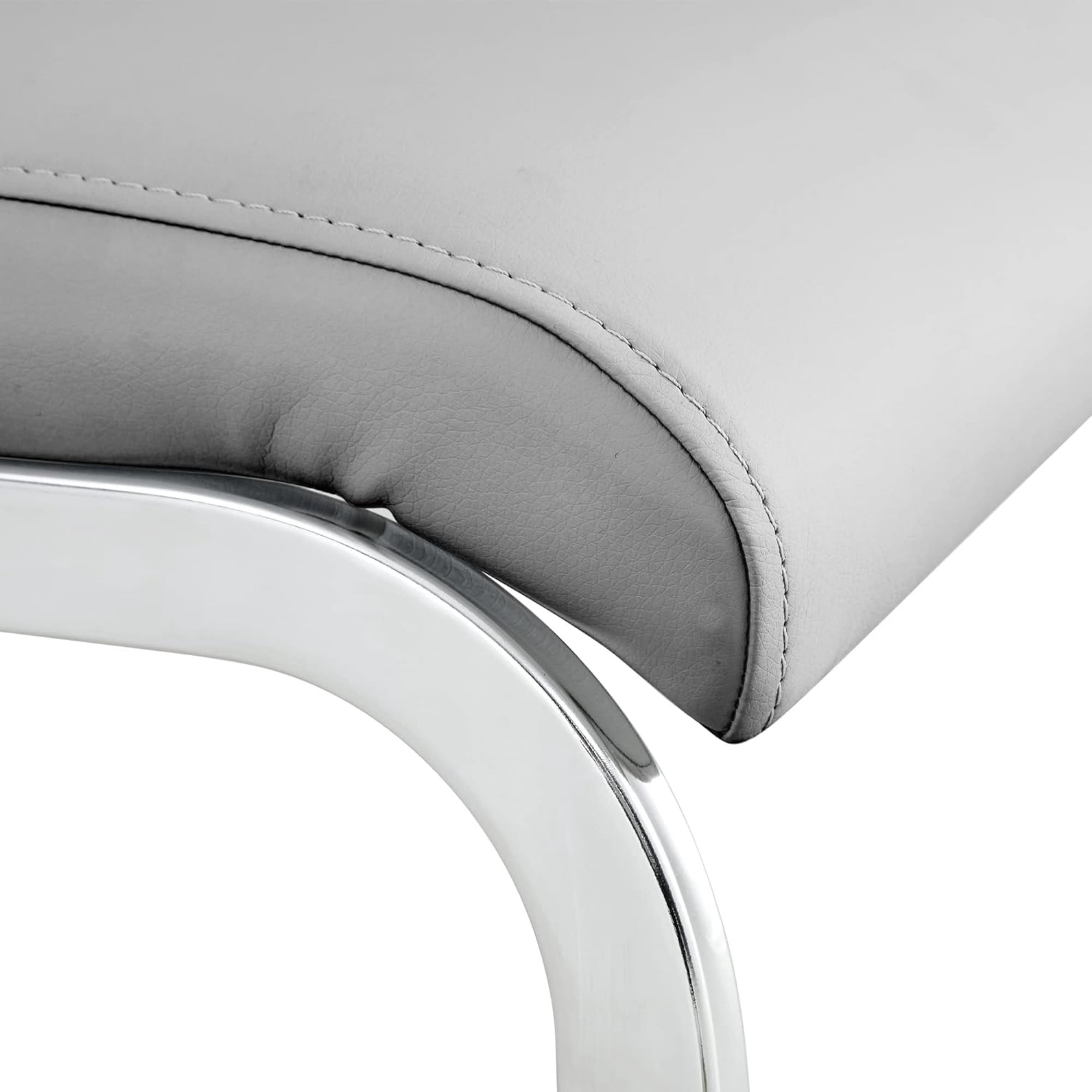 SUDICA Dining Chairs Set of 2, Light Gray PU Leather Upholstered Kitchen Chairs with Chrome Legs