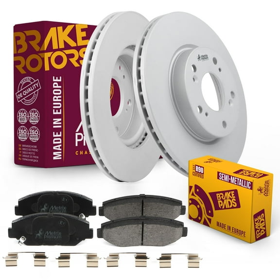 Metrix Premium Chassis Parts Front Semi-Metallic Disc Brake Pad Set & Vented Brake Rotor Kit Fits Acura ILX, Honda Accord, Civic, CR-V, Element, Fit