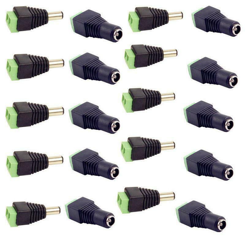 20pcs Male+Female DC Power Jack Connector Adapter Plug 2.1 x 5.5mm for CCTV 