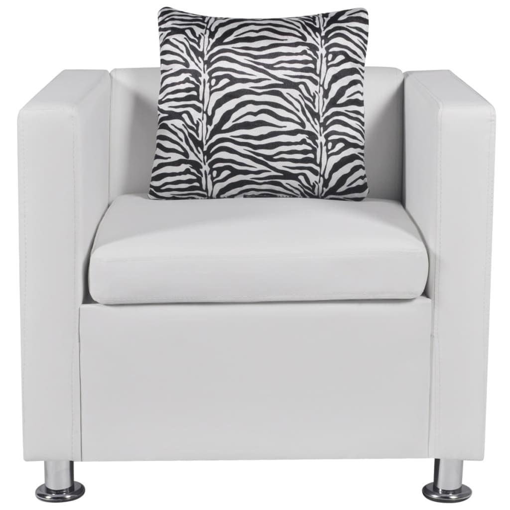 Kepooman Modern Leather Single Sofa Chair with Thick Cushion & Pillow, White Kepooman Modern Leather Single Sofa Chair with Thick Cushion & Pillow, White
