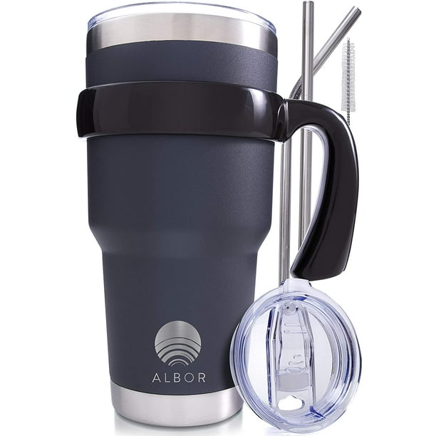 ALBOR Insulated Tumbler with Lid and Straw 30 oz Insulated Coffee Mug