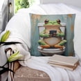 thumbnail image 4 of Bathroom Frog Throw Pillow Covers, Soft Pillowcases with Invisible Zipper, Toilet Animals Vintage Decorative Square Pillow Cushion Covers for Living Room Couch Sofa Bed 16x16 Inches, 4 of 7