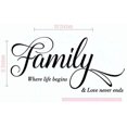 thumbnail image 3 of Family Life Begins, Love Never Ends Vinyl Lettering Wall Decals Family Quotes, 23x11-Inch, Black, 3 of 6