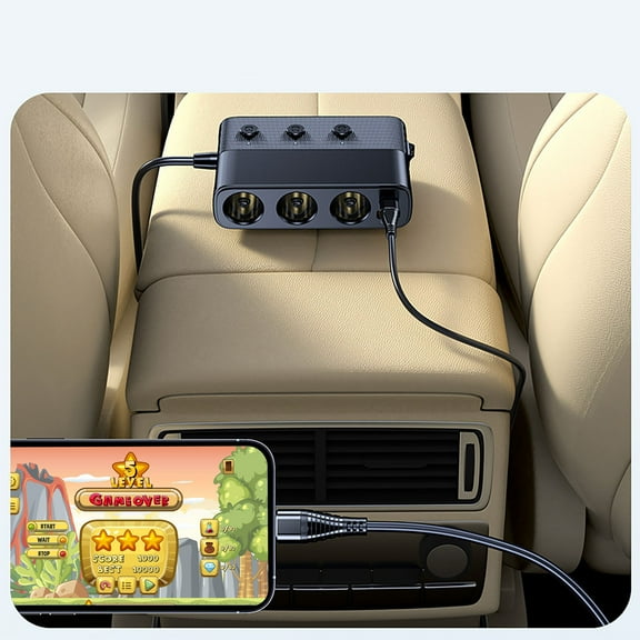 3-Port USB Car Charger | Fast Charging 3 Devices Simultaneously | Multi-Functional Retractable Cable Adapter, Overcharge Protection, Compact Plug for Smartphones, Tablets, Laptops – C28 Conversion