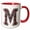 Red/White, variant on 3drose, Pretty Image of Ruby Jeweled Monogram Letter M, 15oz Two-tone Red Mug