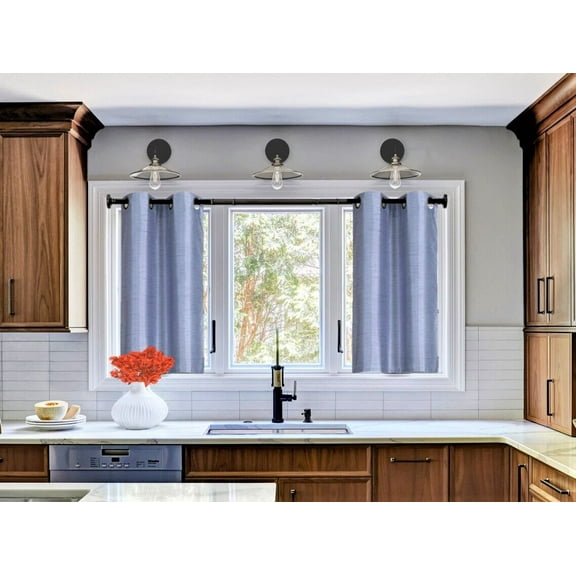 2-Panels Lined Blackout Kitchen Bathroom Décor D24 Royal Color Window Curtain Tier With Bronze Grommets On Top 30" X 36" Each panel