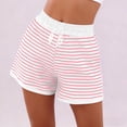 thumbnail image 5 of DxhmoneyHX Womens Striped Drawstring Shorts Casual Elastic Waist Lightweight Soft Comfy Pocketed Summer Vacation Beach Holiday Travel Shorts, 5 of 5