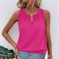 thumbnail image 4 of DAFPZW Women's Summer Tank Tops Loose Fit Pleated Scoop Neck Shirts Casual Sleeveless Keyhole Front Banded Bottom T Shirts, 4 of 9