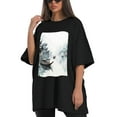 thumbnail image 4 of Plus Size Shirt for Women Black Tops for Women Short Sleeves Shirt for Women Ink And Wash Style2 T Shirt Oversized Shirt for Women S, 4 of 5
