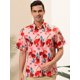 thumbnail image 2 of Lars Amadeus Camisa hawaiana de playa con botones y mangas cortas con estampado floral de verano para hombre Rosado rojo XL Unique Bargains Camisa, 2 of 6