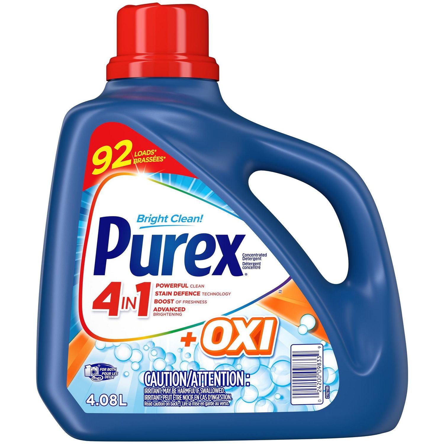 Purex Plus Oxi 4 in 1 Concentrated Liquid Laundry Detergent, 4.08 Litres, 92 Wash Loads