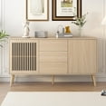 thumbnail image 2 of 58.2" Sideboard Buffet Cabinet, Storage Cabinet with 2 Doors and 3 Drawers, Modern Freestanding Sideboard with Adjustable Shelves, for Kitchen, Living Room, Hallway, Natural, 2 of 9