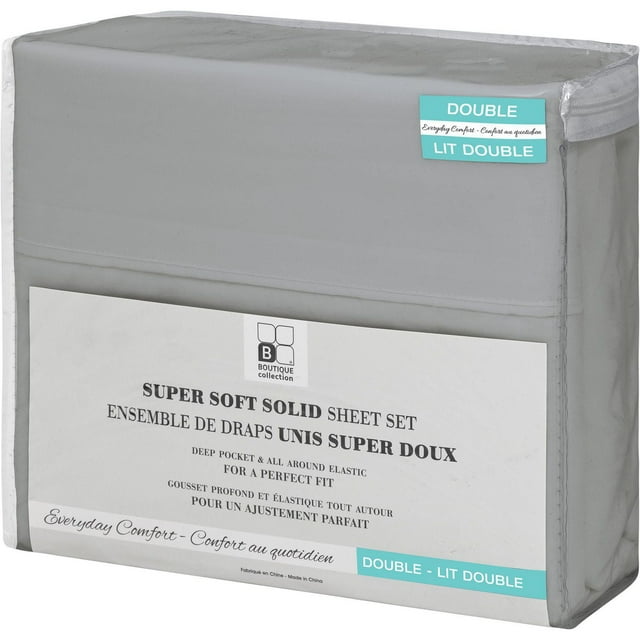 Safdie & Co. Sheet Set 4PC D Solid Light Grey