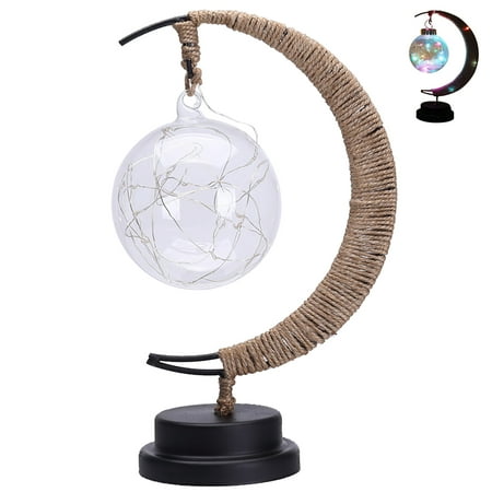 

LED Star Moon Light Handmade Hemp Rope Iron Night Light Decor