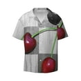 thumbnail image 2 of Lsque Cherries laid print Men's Cuban Collar Short Sleeve Shirt Summer Beachwear Casual Button Down Fashionable Vacation Leisure Shirt-XX-Large, 2 of 7
