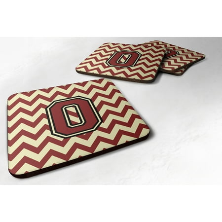

Carolines Treasures CJ1061-OFC Letter O Chevron Maroon and Gold Foam Coaster Set of 4 3 1/2 x 3 1/2 multicolor