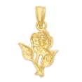 thumbnail image 3 of Golden Fire Solid 10k Gold Small Rose Pendant with Diamond Cut Detail, Floral Jewelry for Women, 3 of 5