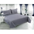 thumbnail image 1 of Marina Decoration Solid Embossed Pinsonic Coverlet Bedspread Bedding Ultra Soft Summer Quilt Set with Shams, Grey Color, 1 of 7