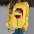 thumbnail image 2 of Fiaer Crewneck Sweatshirts Christmas Women Funny Oversized Long Sleeve Xmas Red Glass Pullover Loose Fit Trendy Tops Yellow XXL, 2 of 4