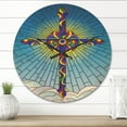 thumbnail image 2 of Designart 'Colorful Bright holy cross in blue sky ' Modern Wood Wall Clock, 2 of 5