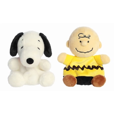 Aurora Peanuts Palm Pal Plush 5 inch Bundle Snoopy and Charlie Brown