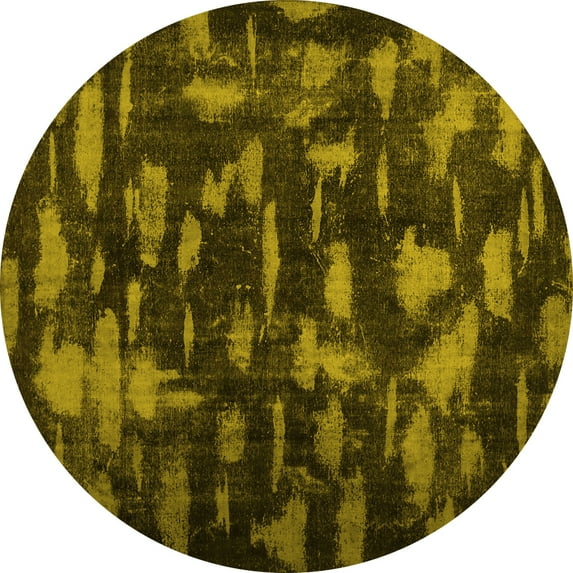 Ahgly Company Machine Washable Indoor Round Persian Yellow Bohemian Area Rugs, 7' Round