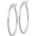 thumbnail image 2 of Sterling Silver Textured 2X30mm Hoop Earrings (32 X 30) Made In India qe4639, 2 of 5