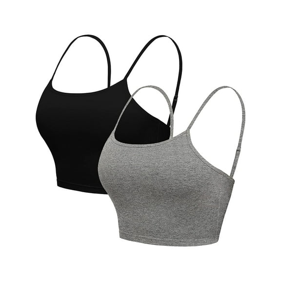 Asoul 2 Packs Camisole for Women Cotton Adjustable Strap Crop Undershirts With Shelf Bra Tank Tops in Summer