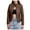 Coffee, variant on Women's Leather Jacket Casual Quilted Zip Up Coat Suede Outerwear Stylish Ribbed Elastic Waist Fashionable Winter Coat