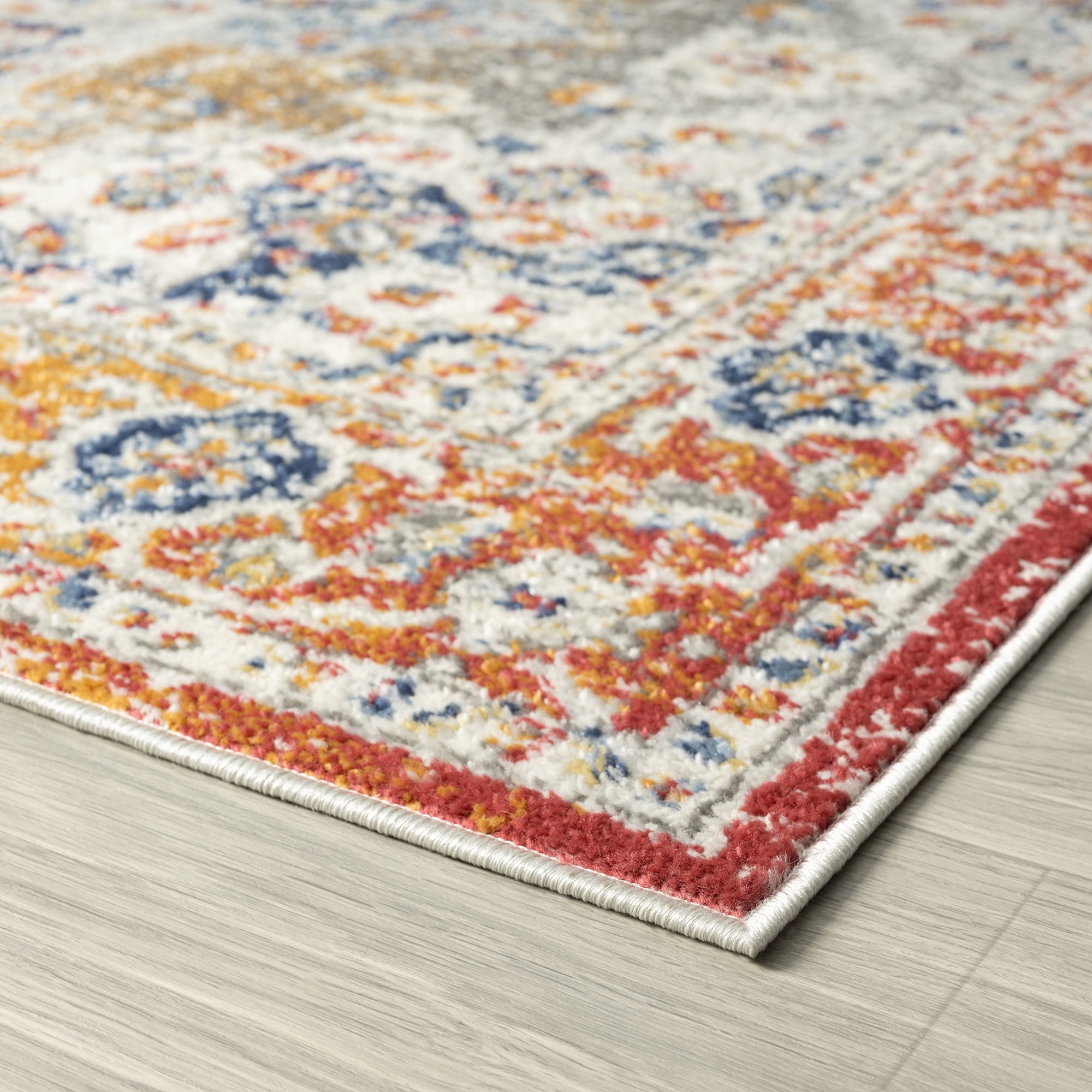 Chelsea Transitional Oriental 6'7'' x 9'3'' Multi and Blue Polypropylene Indoor Area Rug, 6.7' x 9'