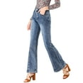 thumbnail image 4 of INSPIRE CHIC Women's Flare Vintage High Waist Stretch Long Pants Bell Button Jeans XS Blue, 4 of 6