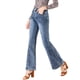 thumbnail image 4 of INSPIRE CHIC Pantalones de campana vintage de cintura alta elásticos para mujer, jeans de botón de campana, M azul, 4 of 6