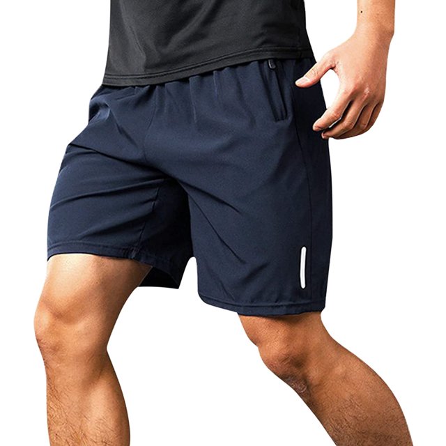 Male Summer Sport Shorts Quick Drying Shorts Reflective Marker Drawstring Loose Short Zipper Pocket Men Shorts