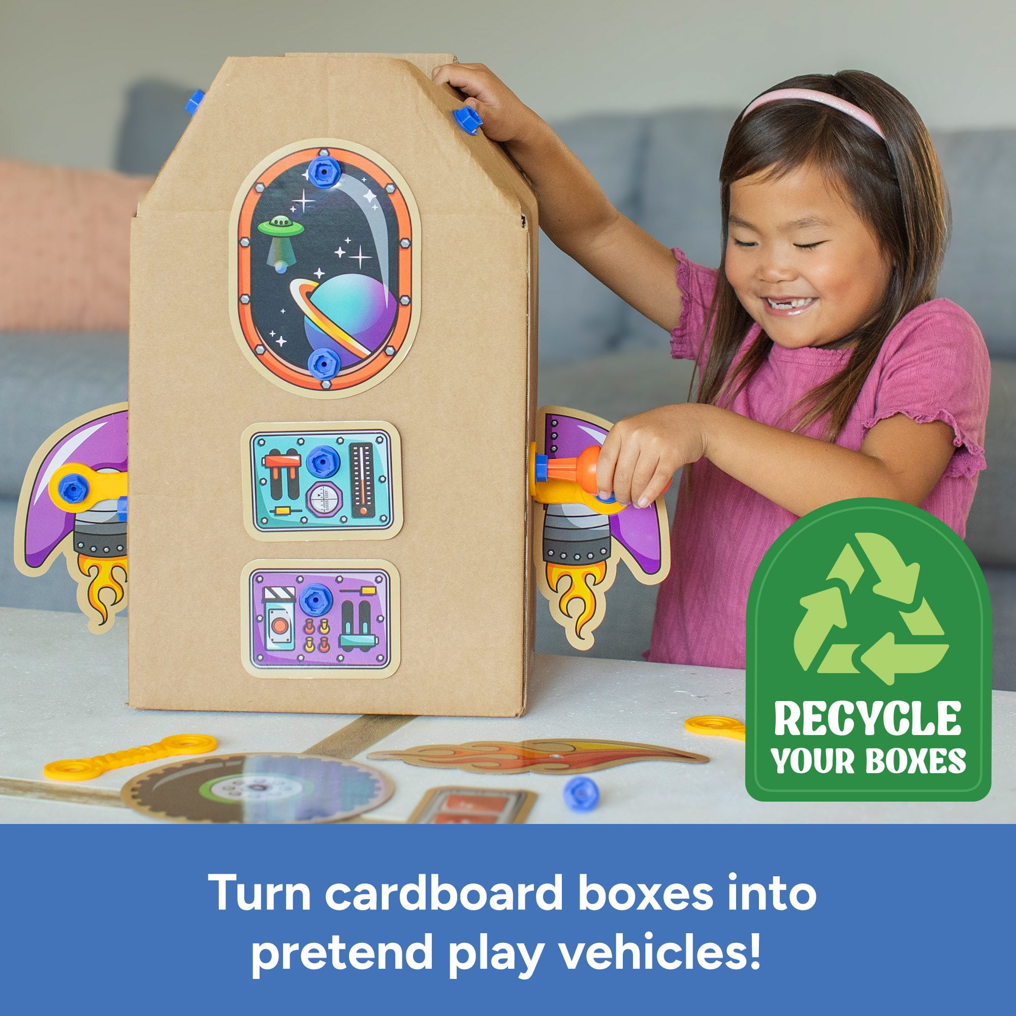 Educational Insights Boxineers Cardboard Vehicles, Craft Set for Kids Ages 5 and up