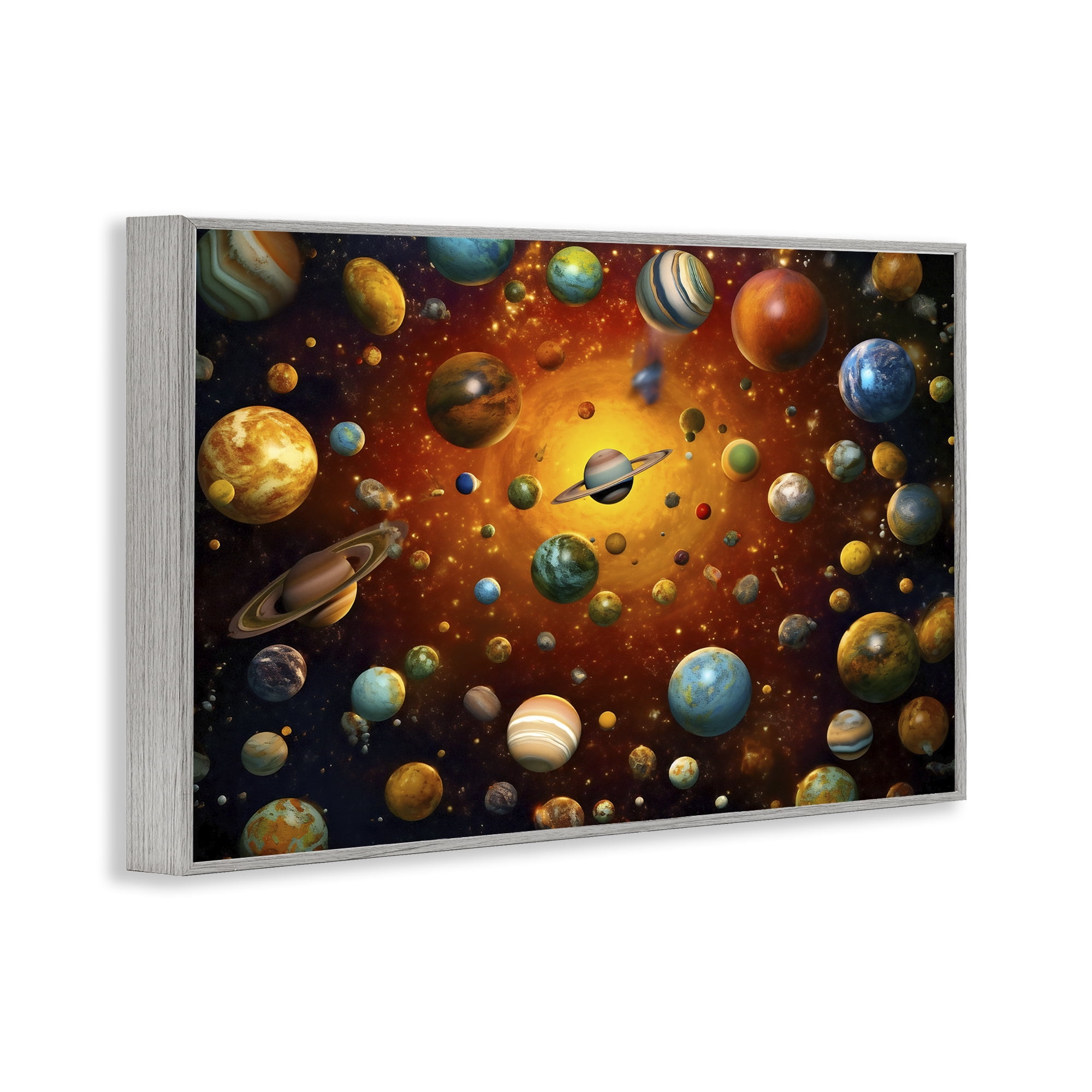 Stupell Industries Cosmic Marbles Galaxy Gray Framed Giclee Art, design by Ray Powers