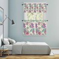 thumbnail image 6 of Pink Purple Flowers Kitchen Curtains Valances and Tiers Set of 3 Green Leaf Vintage Floral Country Tier Curtains and Valance with Rod Pocket for Small Windows, 27.5"x24", 6 of 9