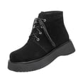 thumbnail image 2 of Tejiojio Fall Clearance Women's Boots Mid Heel Round Toe Boots Winter Warm Boots Women Boots Soild Retro Lace-up Shoes, 2 of 3