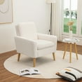 thumbnail image 2 of Teddy Sherpa Arm Chair Modern Accent Single Sofa Comfy Upholstered Club Chair Living Room, White, 2 of 9