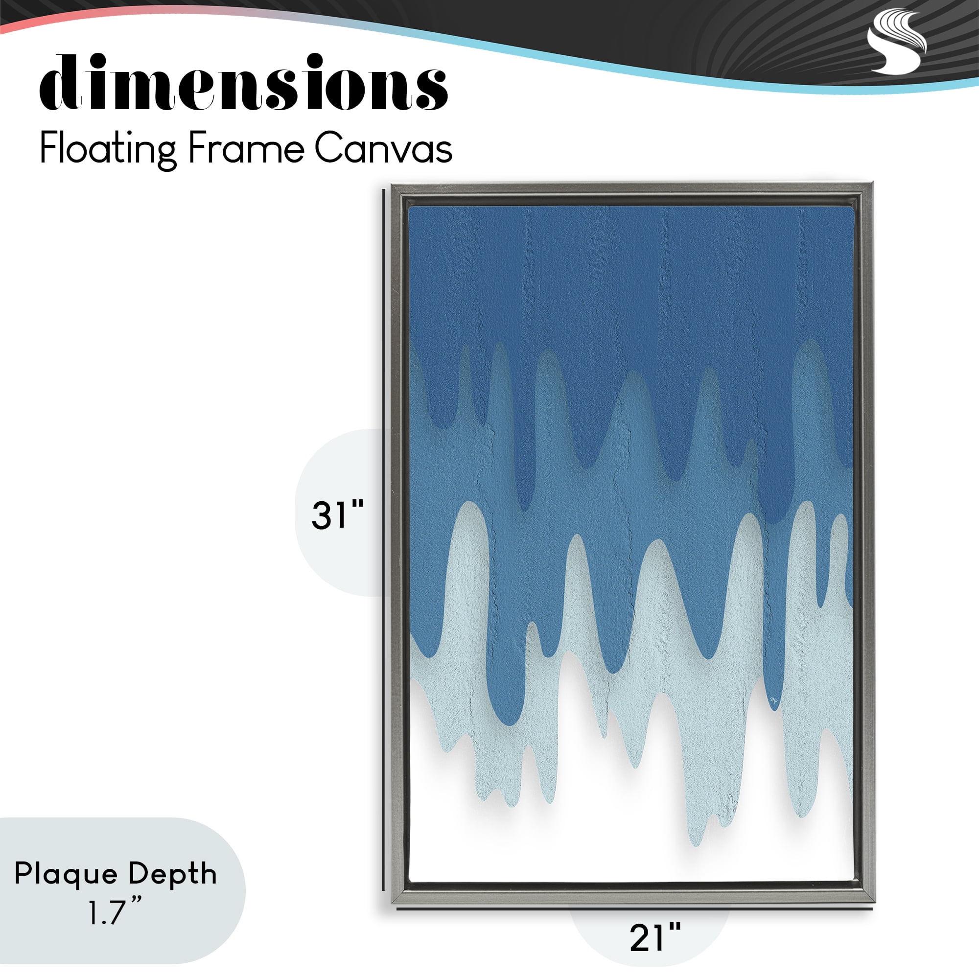 Stupell Industries Water Wave Fluid Contour Gray Framed Floater Canvas Wall Art, design by Martina Pavlova