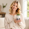 thumbnail image 6 of Cute Aesthetic Room Decor Small Succulent Plant Pot 3.5 X 3.5 X 4 Inch Whimsical Home Decor for Living Room Bedroom Office Shelf Display 1 Pack, 6 of 7