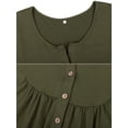 thumbnail image 6 of Chama Women's Plus Size V Neck Short Sleeve Henley Shirt Buttons Up Pleated Tunic Tops, 6 of 7