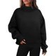 thumbnail image 1 of Women Long Sleeve Oversized Sweatshirt Casual Turtleneck Loose Fit Pollover Hoodies Tops Fall Clothes Ribbed Hem Hoodie light grey XL, 1 of 4