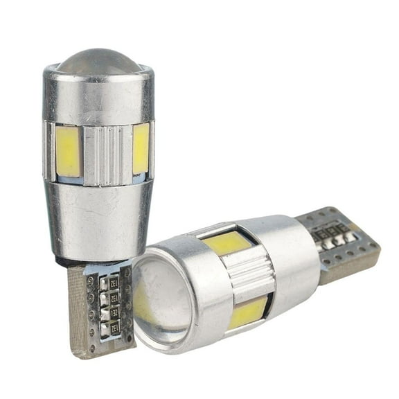 T10 LED W5W 194 168 2825 CANbus Error Free White 6000K 5630 6SMD Convex Lens Backup Side Marker Dome License Plate Light Bulbs (2-Pack)