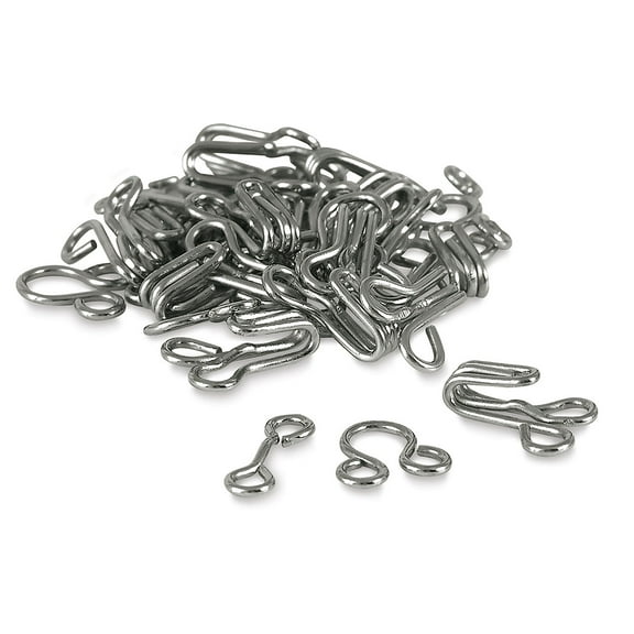 Dritz Sew on Fasteners - Hook and Eyes, Nickel Plated, Size 2, Package of 14