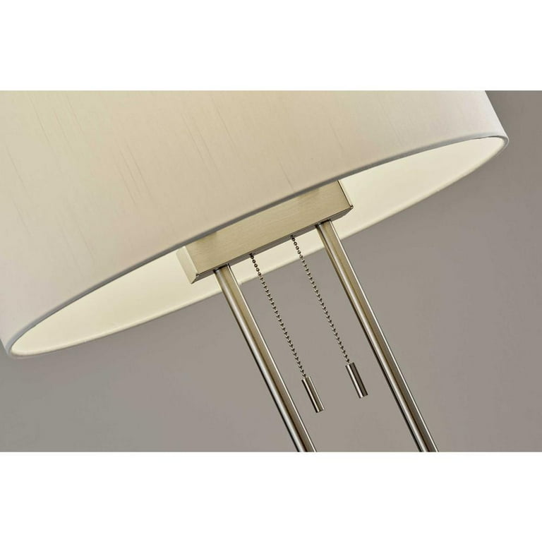 Dual Pole Floor Lamp In Brushed Steel Metal Dual Pole Floor Lamp In Brushed Steel Metal