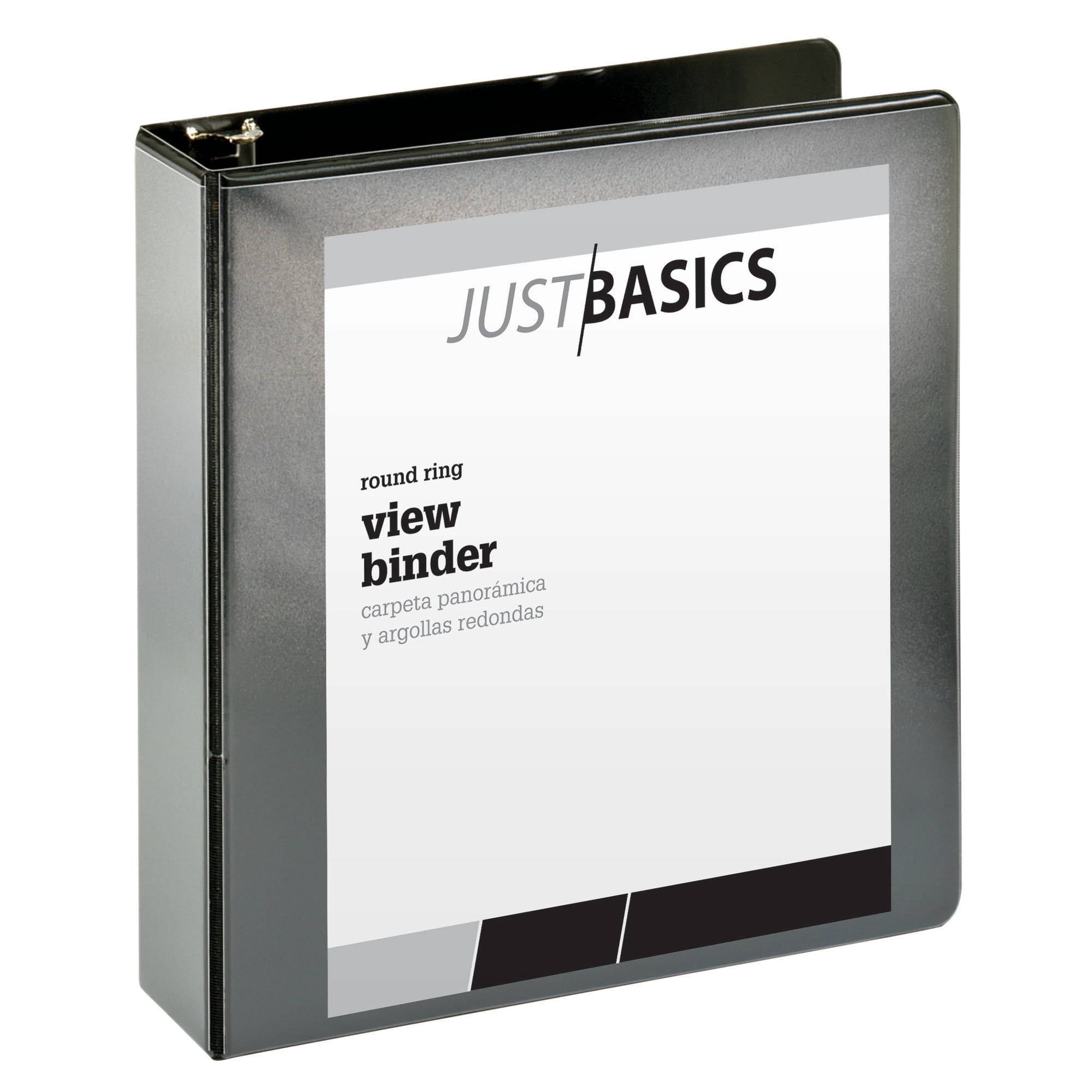 Just Basics Basic Round-Ring View Binder, 2' Rings, 61% Recycled, Black